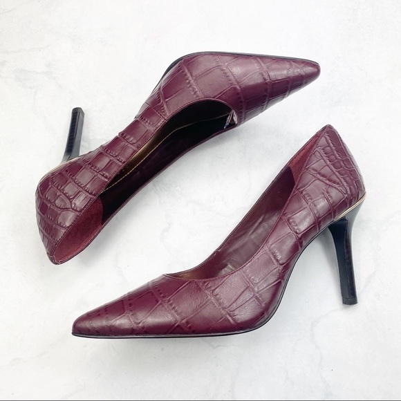 [LRL] Burgundy Leather Pointed Toe Heels - Picture 4 of 5